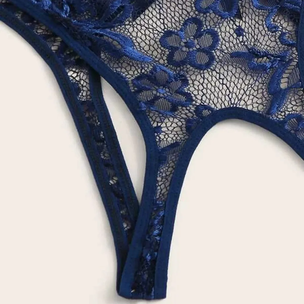 Пикантные Для женщин боди с бантом кружевное платье открытой промежностью Тэдди