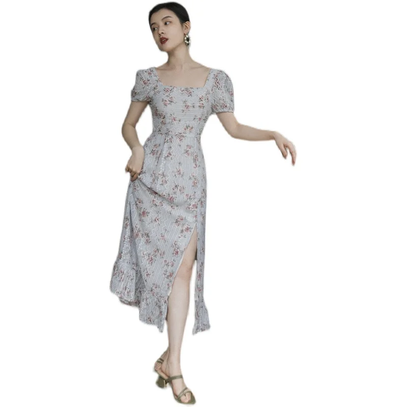 

The new spring and summer original film printing embroidery to restore ancient ways of tall waist contracted party brought the s