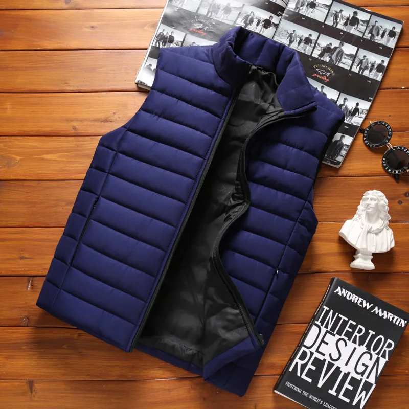 

Fashion Men Down Cotton Vest Autumn Winter Vest Men's Warm Sleeveless Jacket Coat Male Waistcoat Casual Warmer Clothes W70043