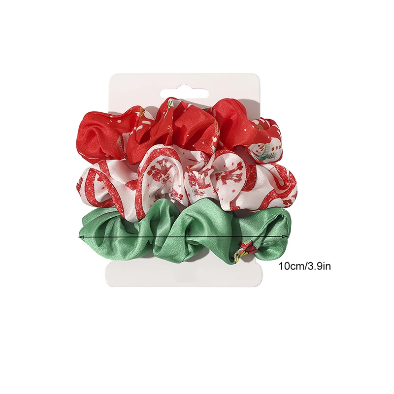 

3PCS Vintage Christmas Scrunchies Hair Ring Scrunchie Elastic Hair Bands Headband Ponytail Holder Tie Rope Hair Accessories Gift
