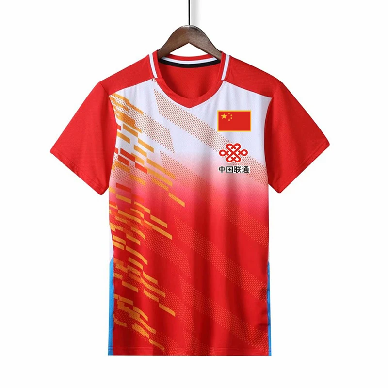 

NEW Badminton Sports T shirts Men/Women,Quick Dry Table Tennis Shirts Running fitness Shirt Tennis T-Shirts Men with CHINA Flag