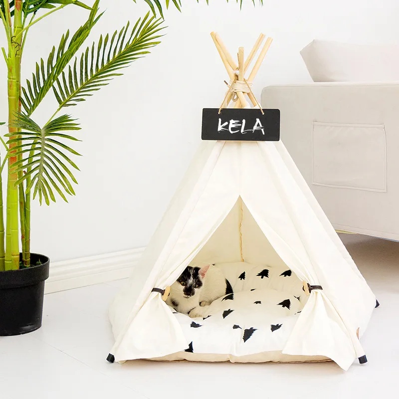 

Puppy Bed Cat Kennel Portable Waterproof Canvas with Cushion Warm Puppy Bed Pets Blanket Pet Tent Dog House Washable Winter Tent
