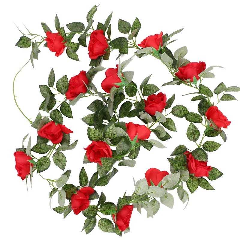 

Artificial Rose Vine Plastic Vine Green Leaf Plant Flower Vine Wedding Home Decoration Flower Vine