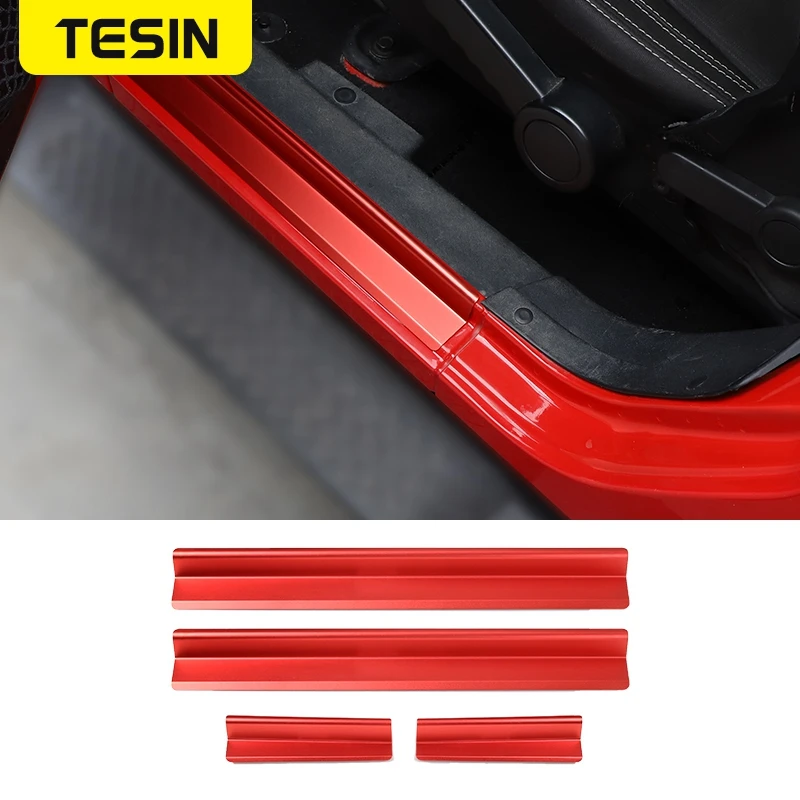 

TESIN Car Door Sill Scuff Plate For Jeep Wrangler JK 2007-2017 Protector Entry Guard Cover External Car Door Threshold Trim