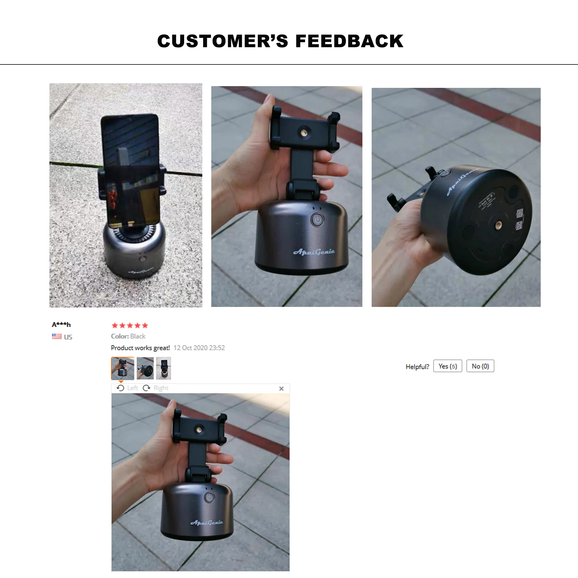 

APAI GENIE Smart Tracking Selfie Stick 360Rotation Auto Face Object Tracking Phone Camera Tripod Holder for Photo Vlog Live
