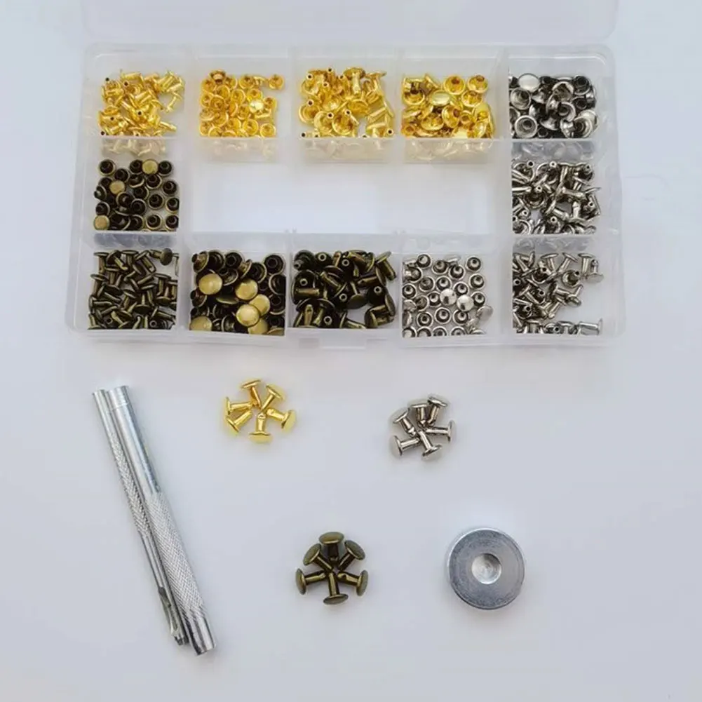 

180pcs Leather Rivets Double Cap Rivets Button Press Fixing Set Metal Clothing Snap Fasteners For DIY Leather Craft Rivets Rep
