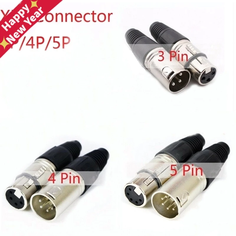 1 шт мужские и женские 3 контактный 4 разъем 5 XLR микрофон аудио кабель для