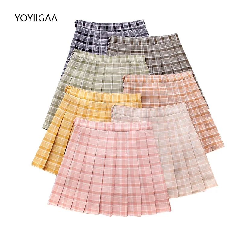 

Summer Women Plaid Pleated Skirts High Waist A-Line Female Mini Skirt Fashion Chic Women's Skirts Streetwear Ladies Short Skirt