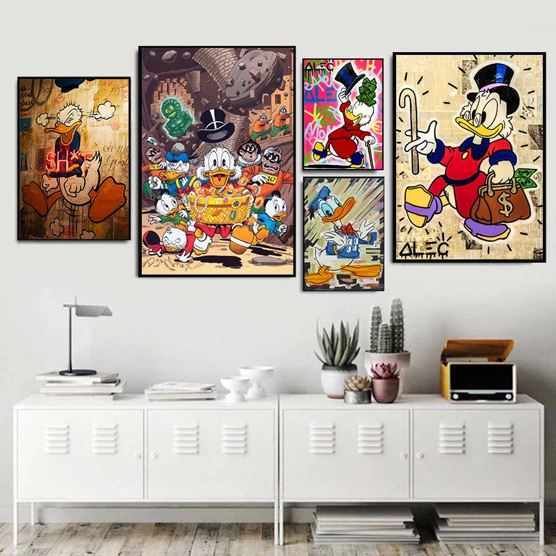 

Disney Дональд Дак Холст Живопись стены Искусство аниме постеры и принты домашний декор Детская комната Декор Рождественский подарок