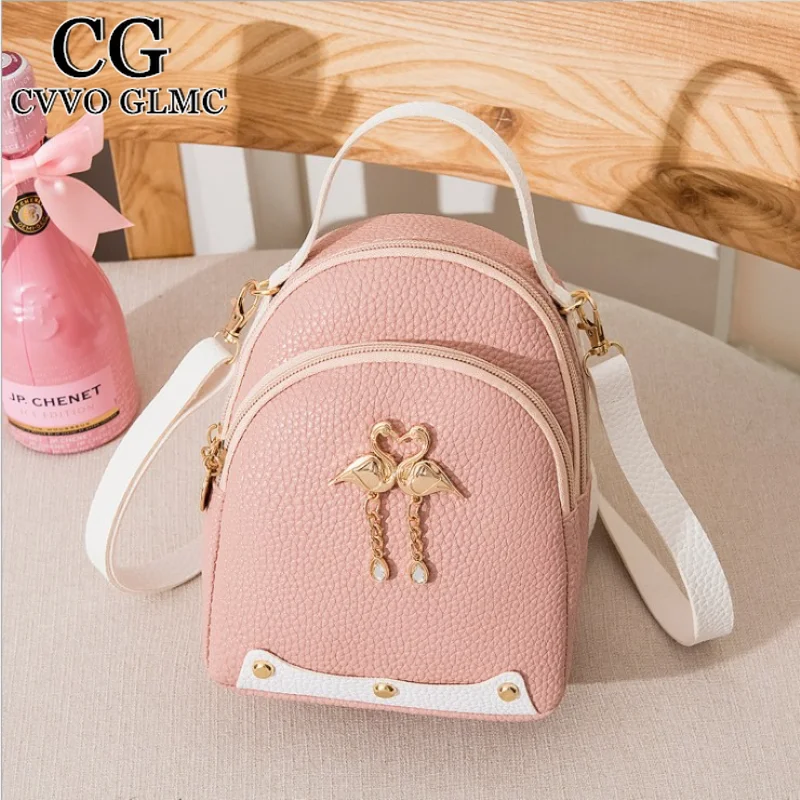 

Cvvo Glmc New FWomen's Solid Color Leather Little Swan Backpack Shoulder Bag Mini Backpacks For Girls Small Backpack Women 2021