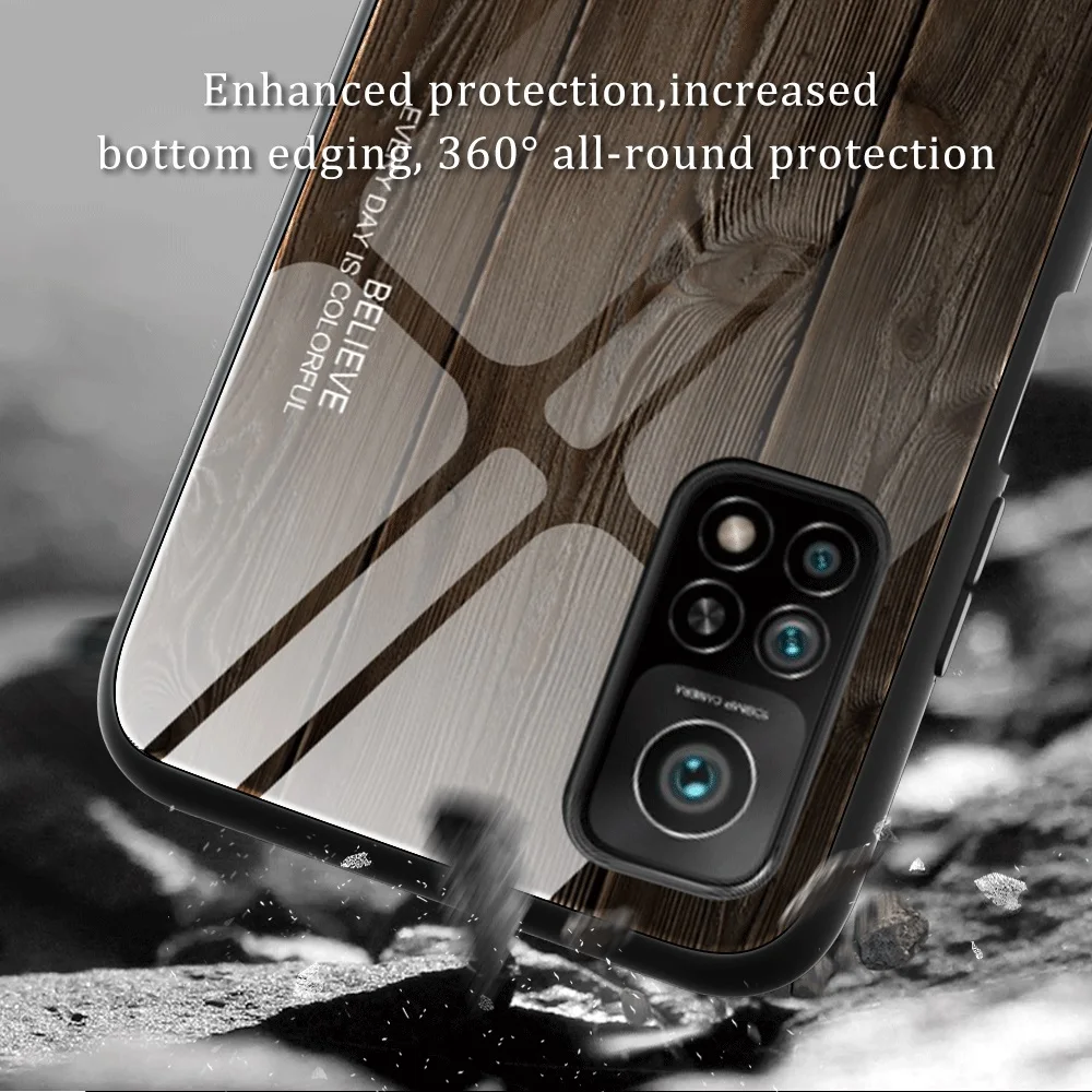 

Wood Grain Glass Phone Case For Xiaomi Mi 11 10 Pro Ultra Shockproof Back Cover For Xiaomi Redmi Mi 11 Poco M3 X3 NFC Note 9 Pro