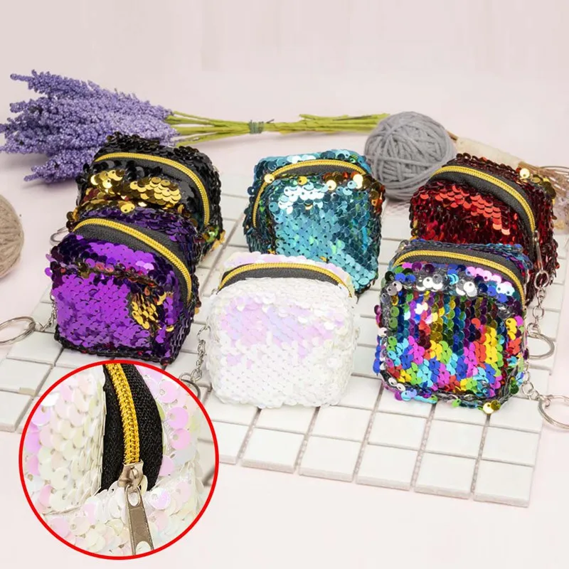 Женская и детская мини сумка с блестками в виде фламинго кошелек для мелочи