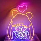 Индивидуальная светодиодная неоновая аниме-вывеска Сейлор Мун для девочек, настенные светильники для помещений, украшение для свадьбы, вечевечерние НКИ, магазина, крытого ресторана