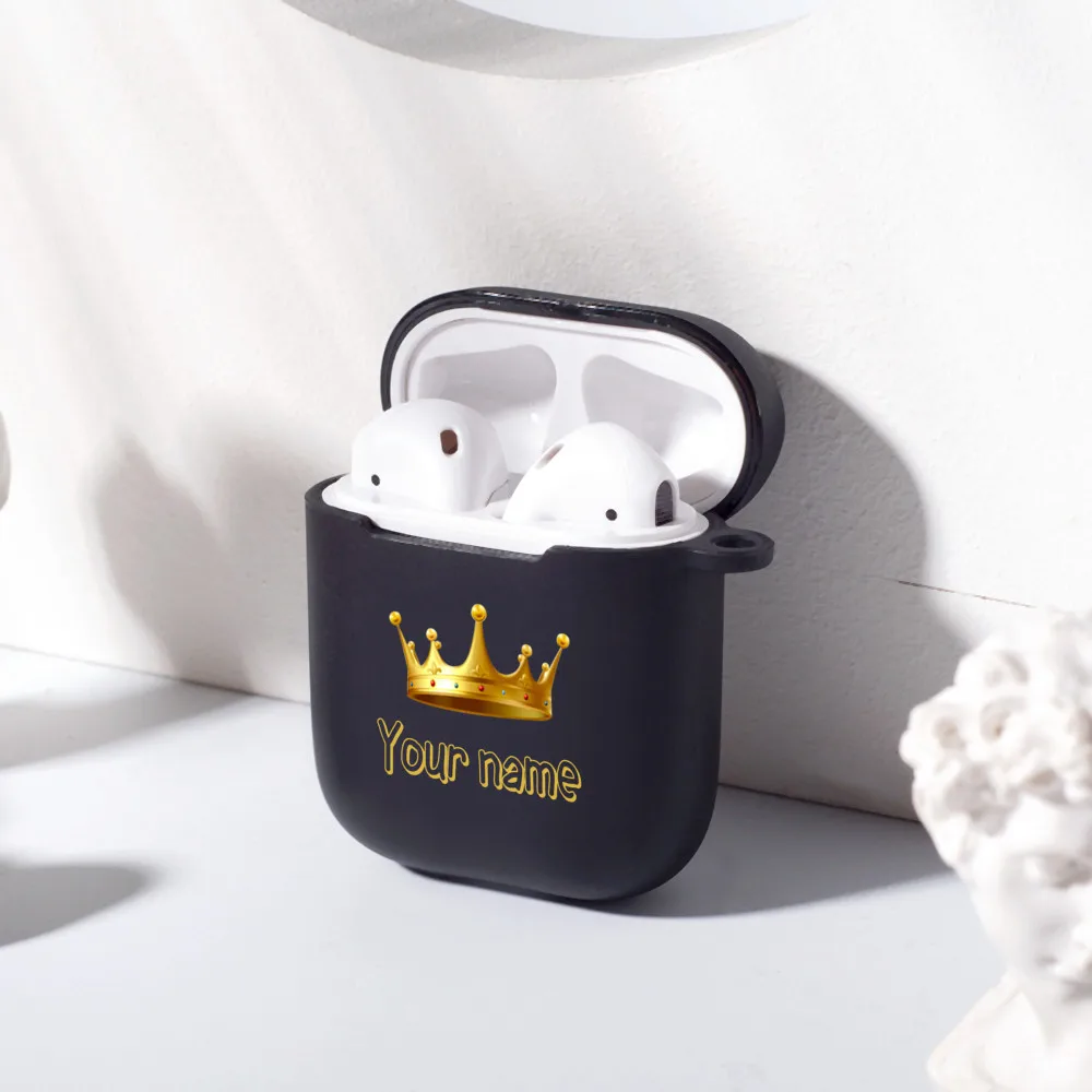 Пользовательское имя корона для Airpods чехол Роскошный силиконовый девочек