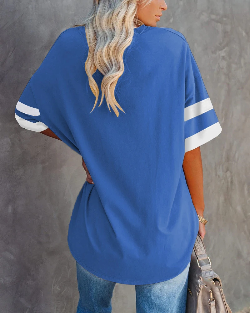 

New Arrivals Summer Women Short Sleeve Loose Stripe Patchwork Multicolor T-shirts Harajuku Oversized T Shirt Streetwear Tops