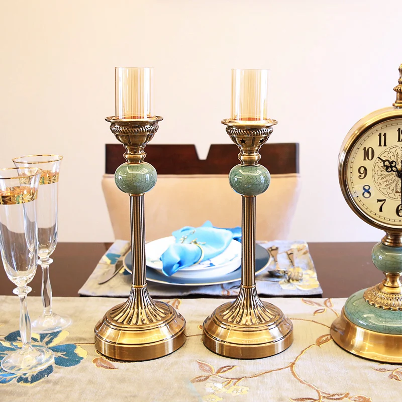 

Glamour Brass Candle Holder Table Stand Retro Luxury Tall Candle Holder Windproof Vintage Moroccan Menorah Home Decor