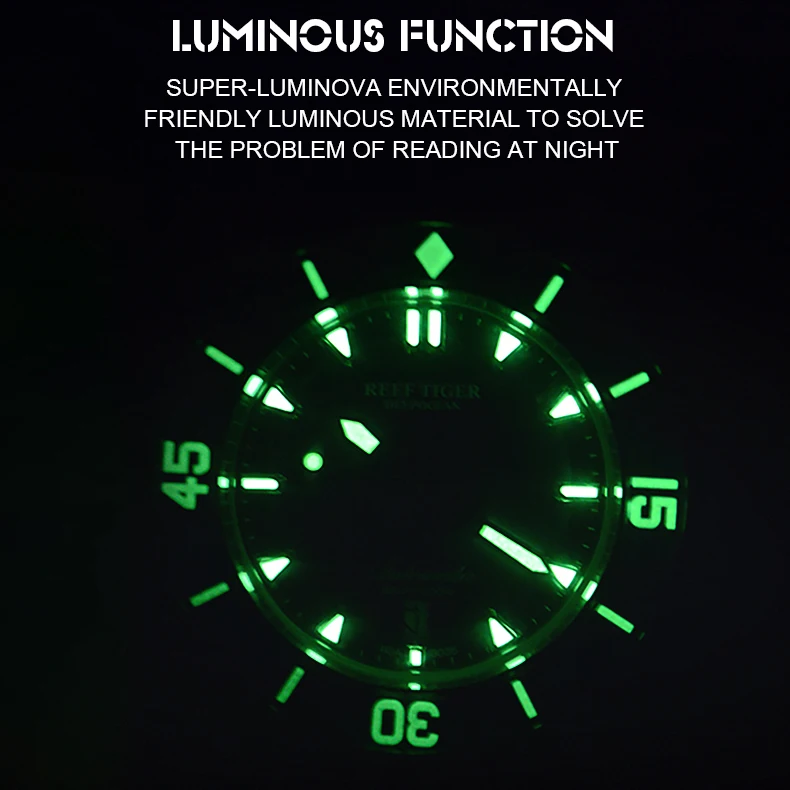 Мужские Роскошные автоматические механические наручные часы Reef Tiger 200 м