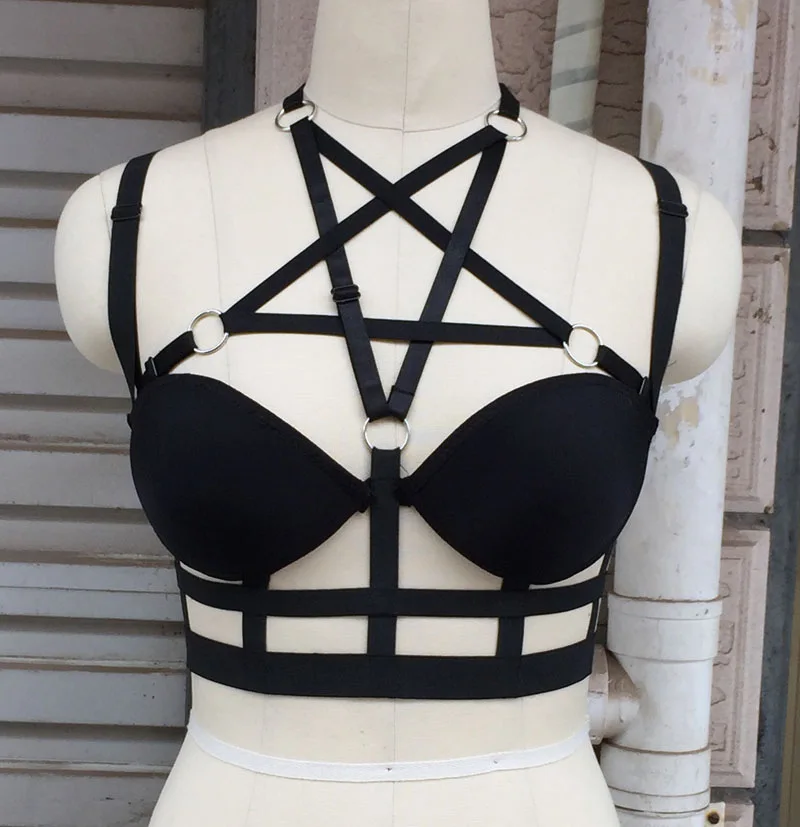 Женский открытый эластичный бюстгальтер Kasure черный с регулируемым ремешком