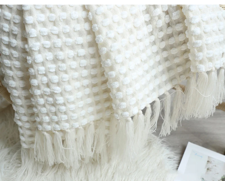 Nordic White Casual Blankets throws soft Comfortable Knitted Shawl Sofa Blanket Bed End cover Travel hotel Decorative bedspread | Дом и сад