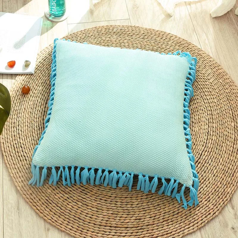 Чехол Подушка с кисточками 45x45 см хлопок Декоративная наволочка для подушки