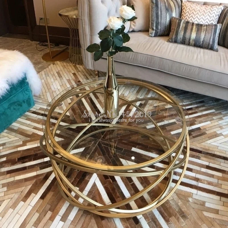 Кофейный столик в скандинавском стиле креативный кованый из закаленного стекла