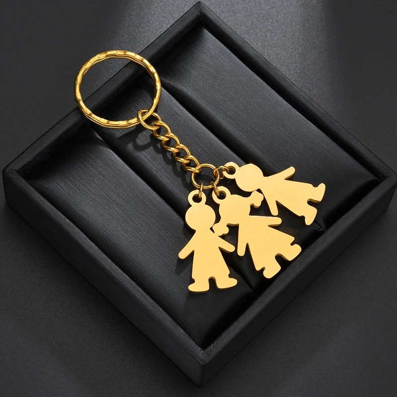 

Sifisrri Lovely Cartoon Boy Girl Pendant Keychains Custom Engraved Name Date Keyrings For Family Members Anniversary Gifts