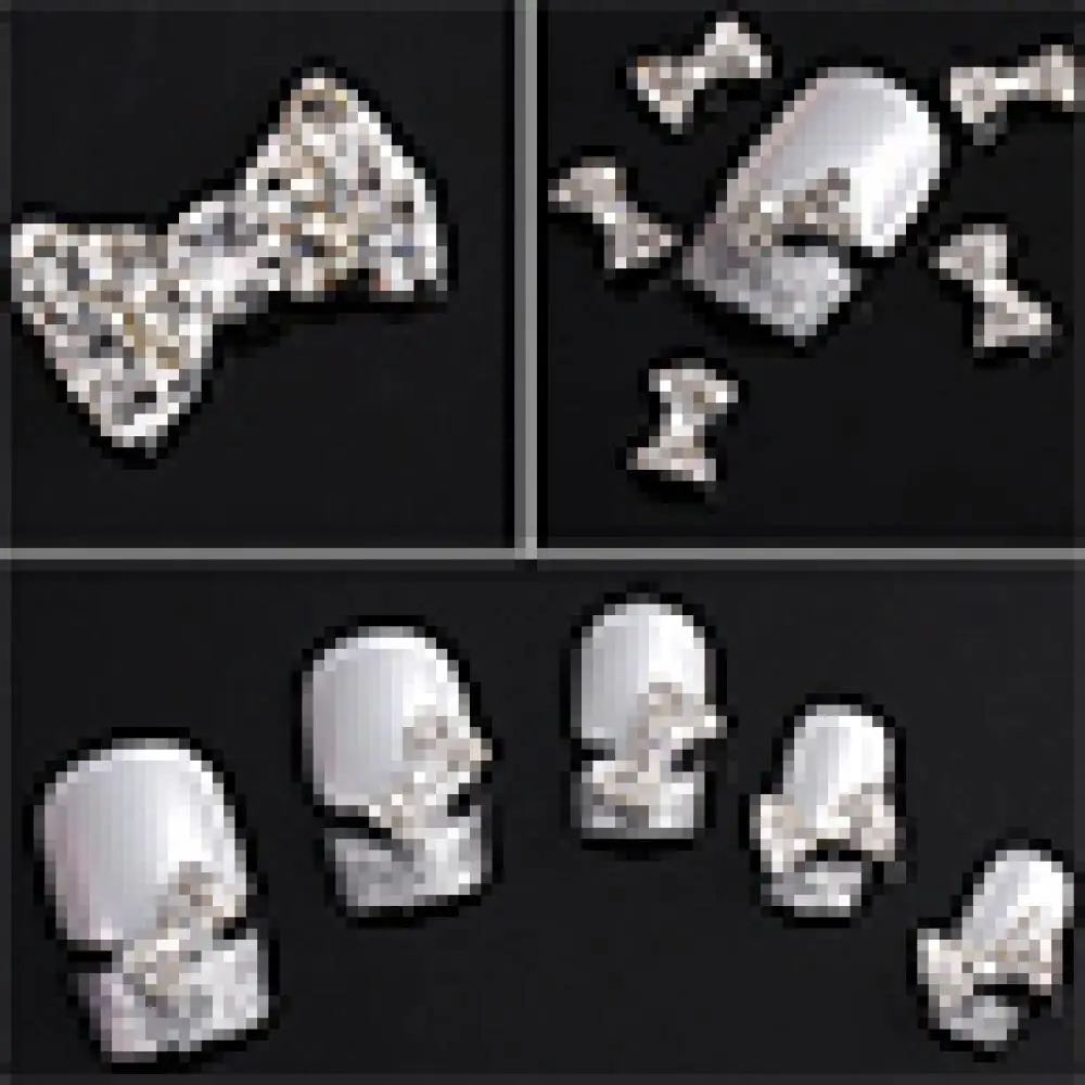 

80% Hot Sale 10 Pcs 3D Clear Alloy Rhinestone Bow Tie Nail Art Slices Studs DIY Decorations