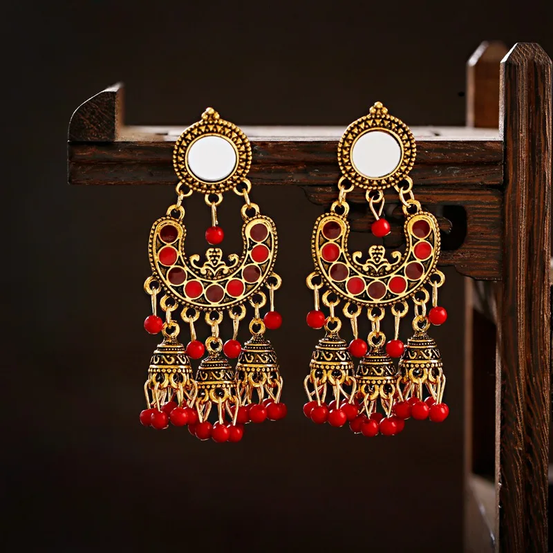 Винтажные богемные украшения в виде колокольчика ярких цветов украшенные