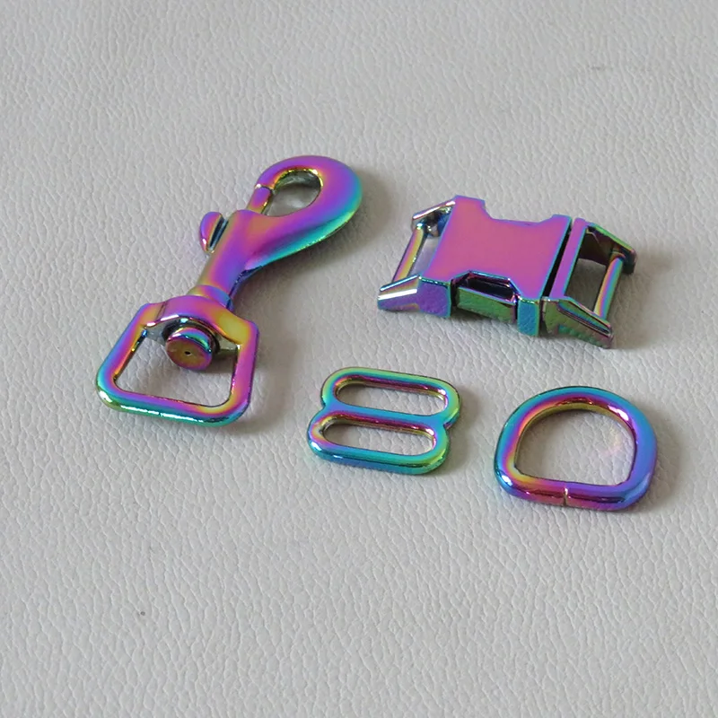 20Sets/Pack Rainbow Metal D Half Ring Belt Loop Clasp Adjuster Buckle Pet Dog Collar Leash Hook DIY Accessory Harness Hardware - купить по