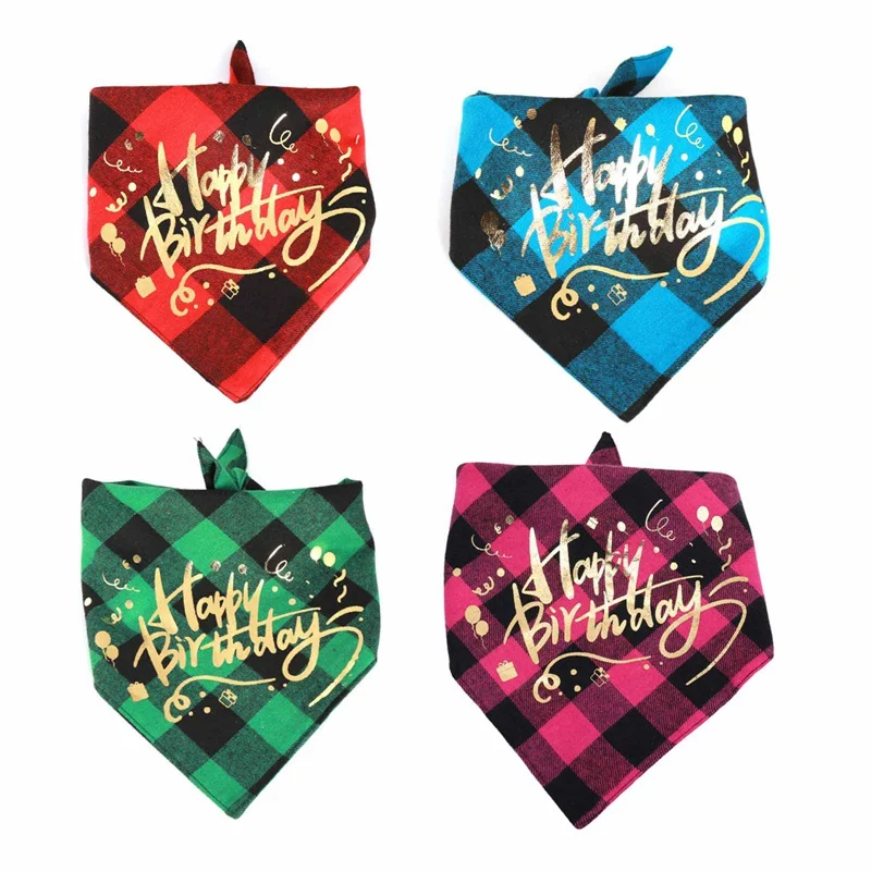 

Украшение для домашних животных на Рождество и день рождения, хлопковый клетчатый моющийся треугольный шарф, воротник, галстук-бабочка для ...