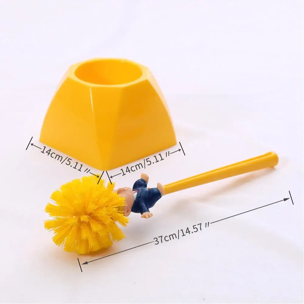

WC Donald Trump Brush Toilet Supplies Holder w/Trump Head Portrait Paper Powels WC Bathroom Silicone Cleaning Brushes Set Yellow