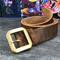 solid brass belt buckle super thick genuine leather belt male ceinture men leather belt waist belt man strap mbt0013
