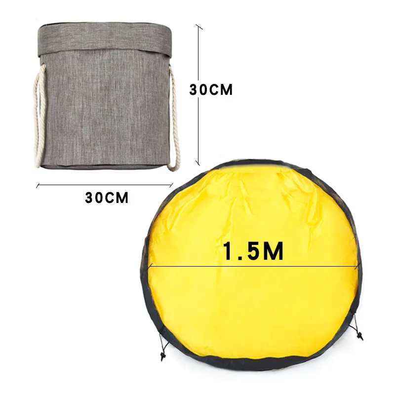 

Toy storage bucket and game mat, outdoor quick toy storage basket, foldable canvas bucket, drawstring portable container