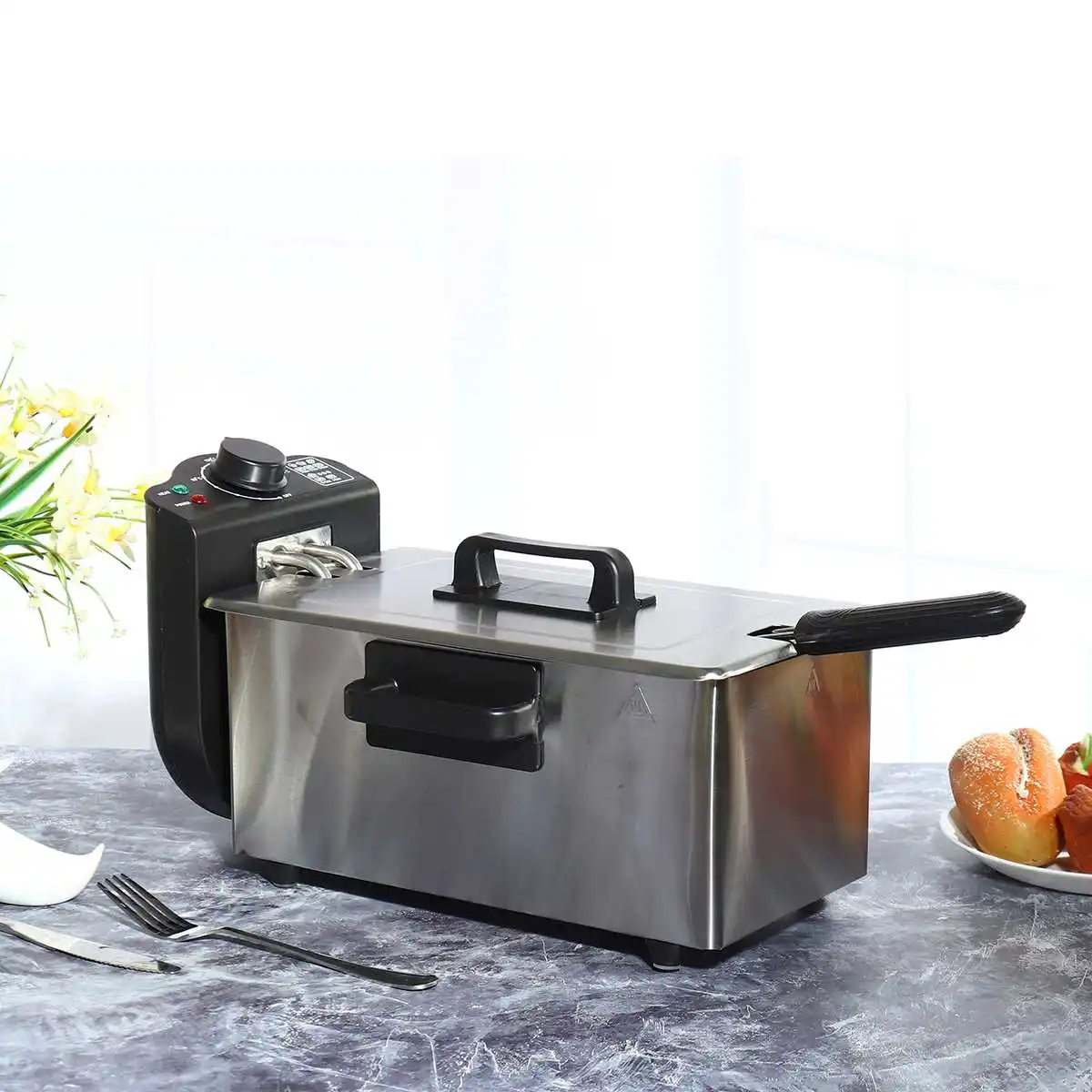 

2000W Electric Deep Fryer Frying Pot Basket Strainer Machine Single Tank Cooking Tool