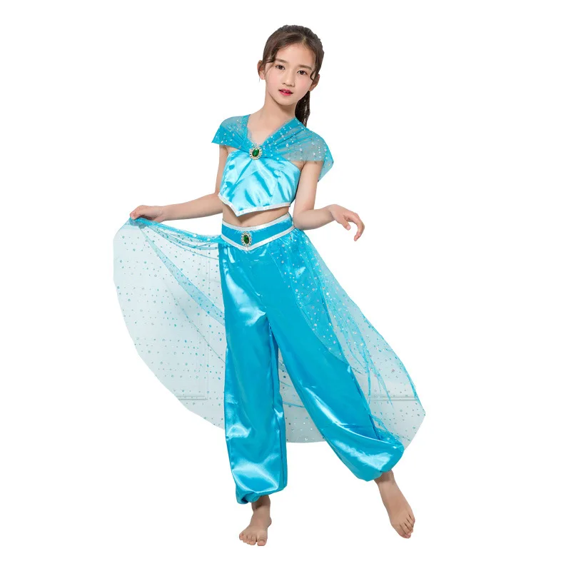 

Women Girls Sequin Princess Jasmine Costume Set Man Aladdin Lights Prince Clothes Kids Lady Arabian Princess Aladdin Dress Wigs