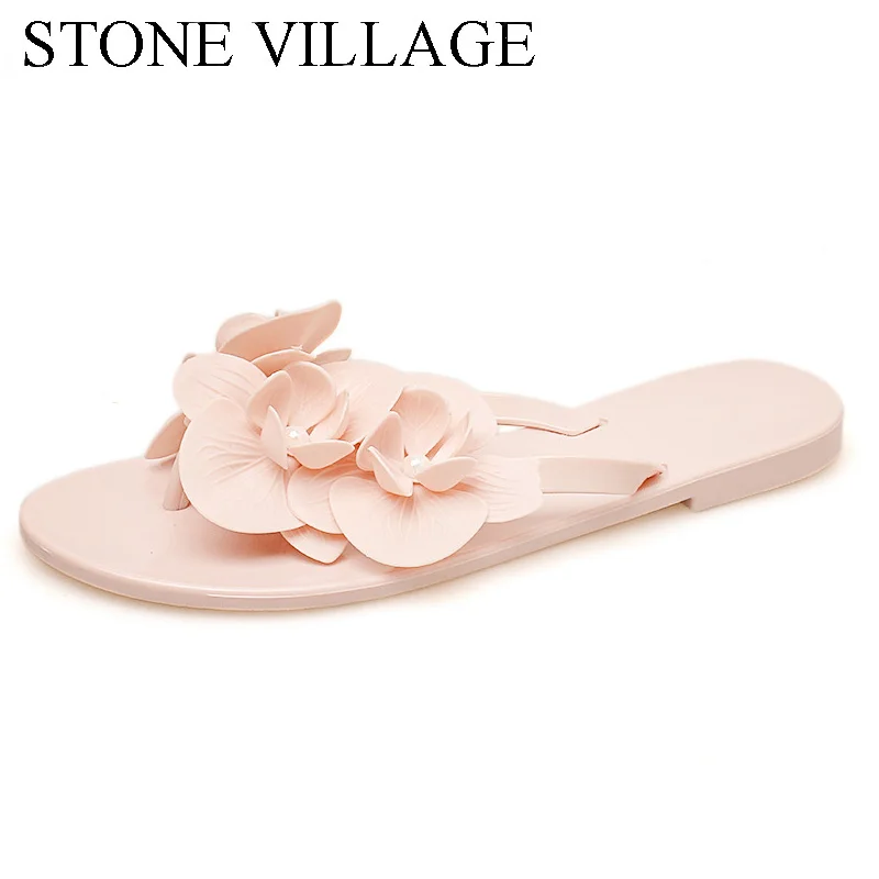 

Summer Women Flip Flops Lady Girls Fashion Candy Color Sweat Slippers Beach Flat Shoes Ladies Outdoor Slides Camellias Flower