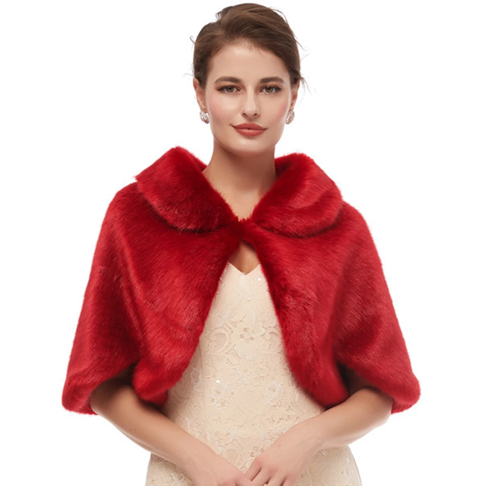 Женское свадебное меховое болеро из искусственного меха накидка цвета слоновой