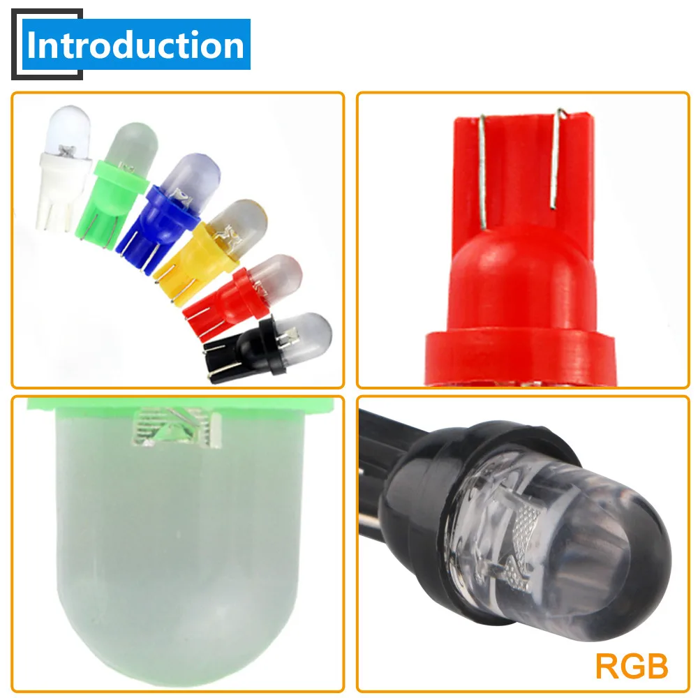 100 шт. 12 В RGB T10 R светодиодные лампы W5W 194 дорожное освещение габаритные огни для