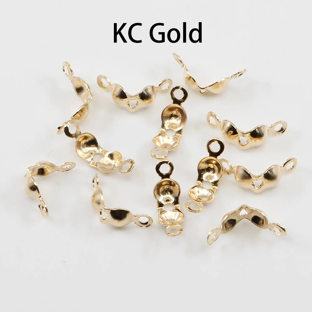 KC Gold 200 шт./лот соединитель застежка фитинг 4*7 мм Шаровая цепь калотка Конец Обжимные соединитель для бисера компоненты для DIY ювелирных изделий Поставщик - Цвет: KC Gold