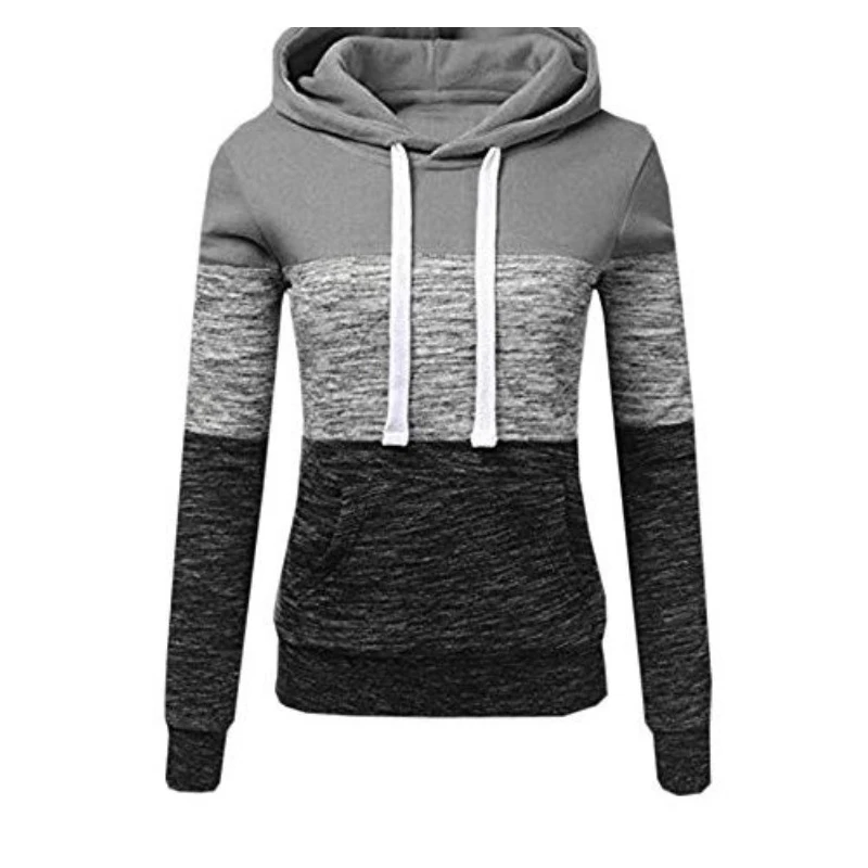 

Women Blouse Ladies Casual Sweatshirt Hoodies Long Sleeve Blouse Hooded Pullover color matching drawstring sweater for women