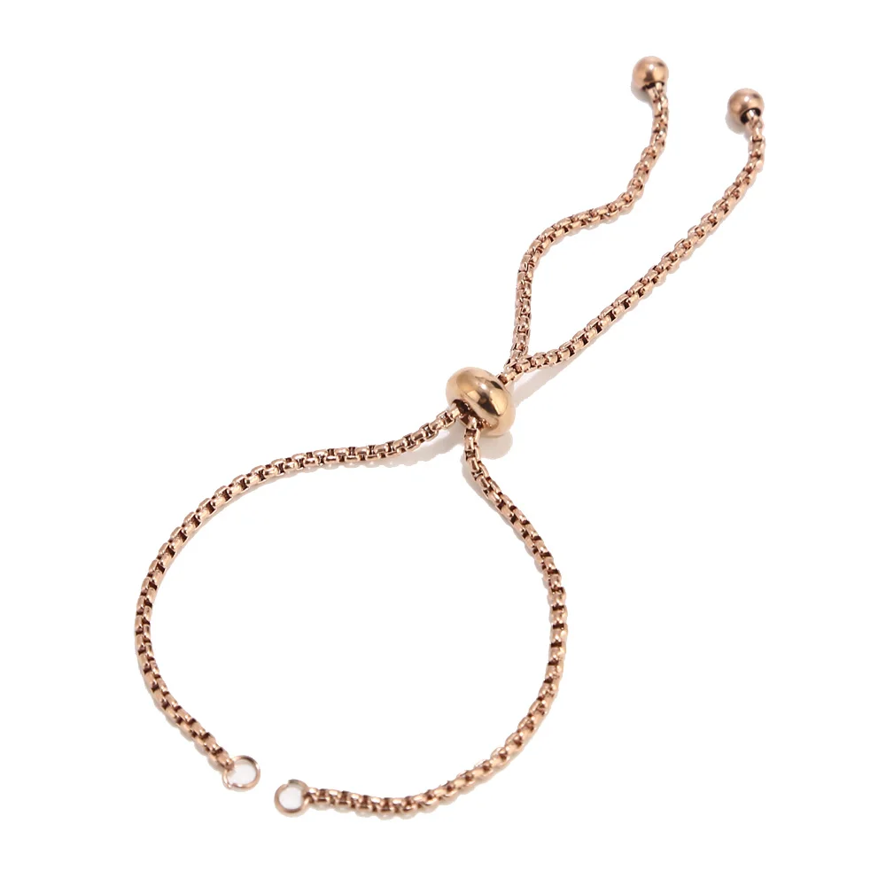 Rose Gold 2 шт. регулируемые из нержавеющей стали золотые слайды удлинительные цепочки с шариковыми концами никель не содержит свинец Бесплатный браслет шармы разъемы - Цвет: Rose Gold