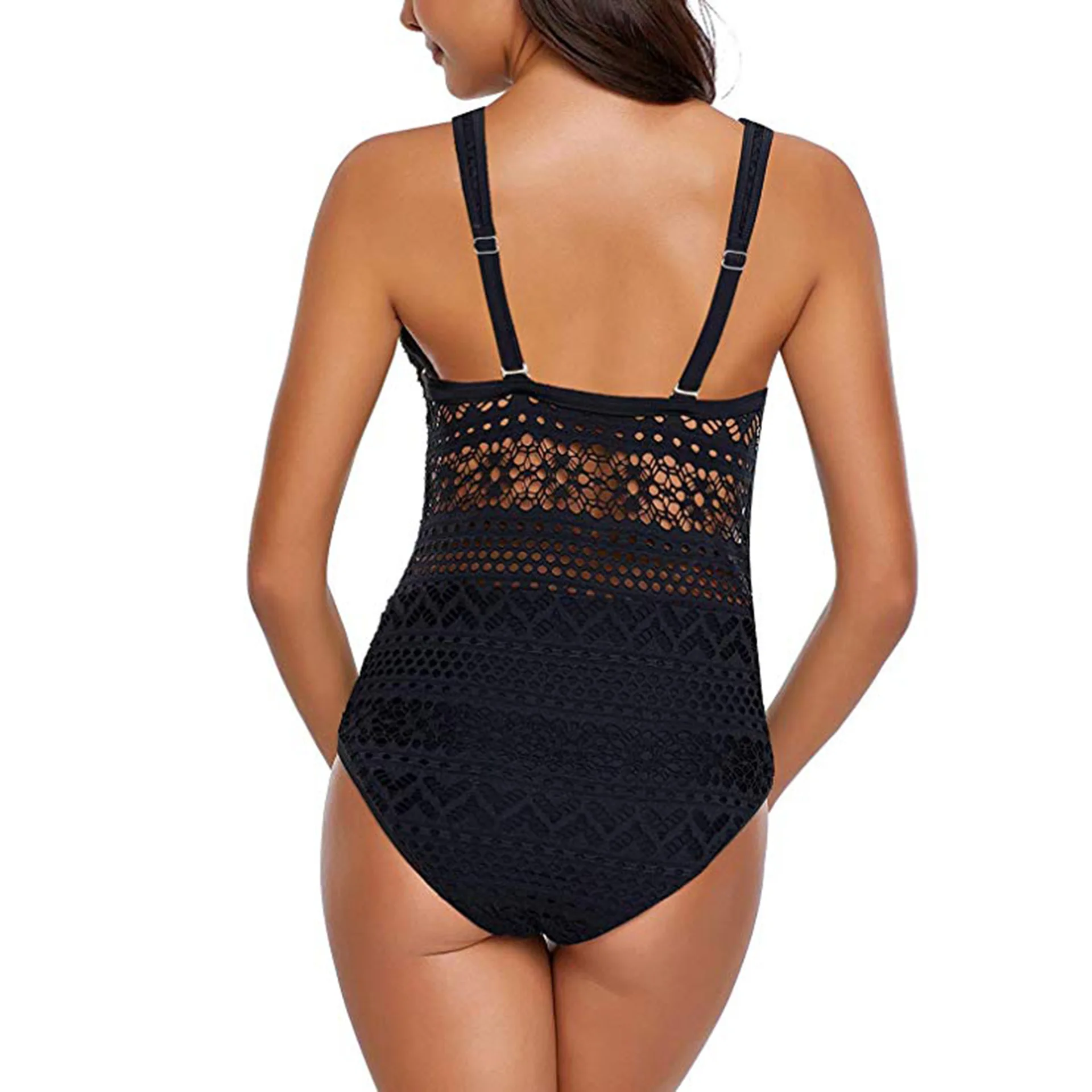 

black hollow lace bathing suit one piece swimsuit,maillot de bain femme une pice,baadores mujer 2021