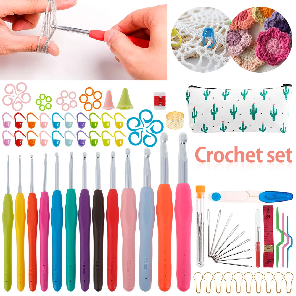 

73pcs Crochet Hooks Set Needles Yarn Knitting Weaving Needles Kit DIY Sewing Needlecraft Embroidery Tool Weave Craft Accessories