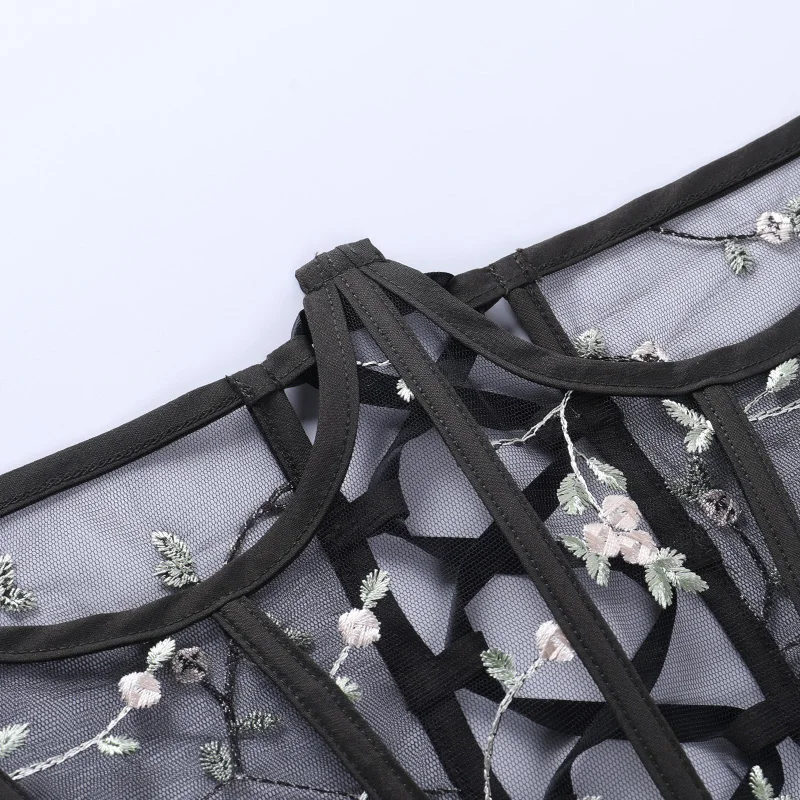 2021 Для женщин корсет с вышивкой пояс сетки вышивка рыбья кость Форма