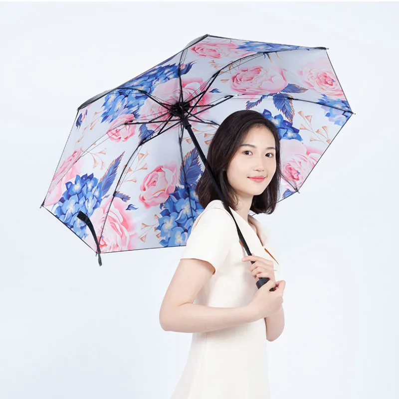 Женский 3D Солнечный дождливый Креативный новый узор с черным покрытием