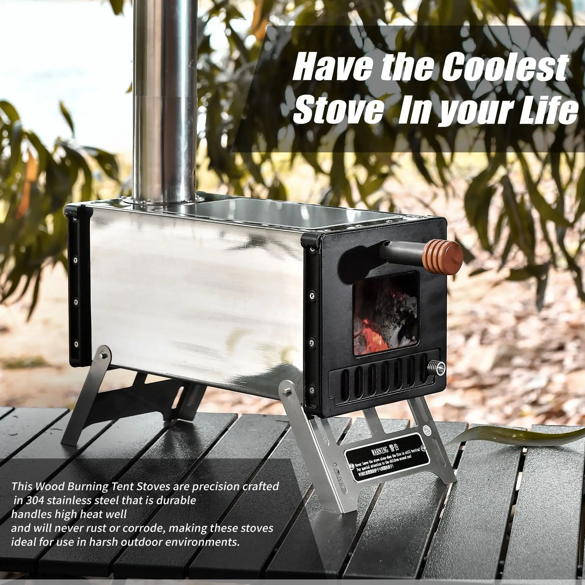 Hantu Portable Ultralight Mini Stainless Steel Outdoor Camping Wood Stove Picnic BBQ Cooking Supplies Burning Equipment | Спорт и