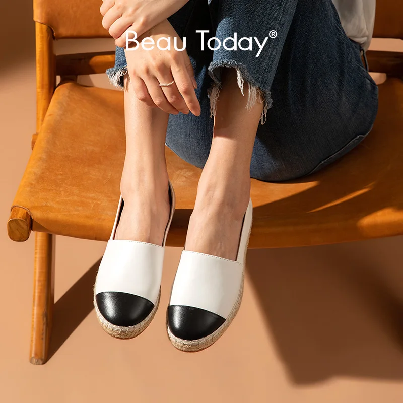 Мокасины BeauToday женские эспадрильи из натуральной воловьей кожи круглый носок без