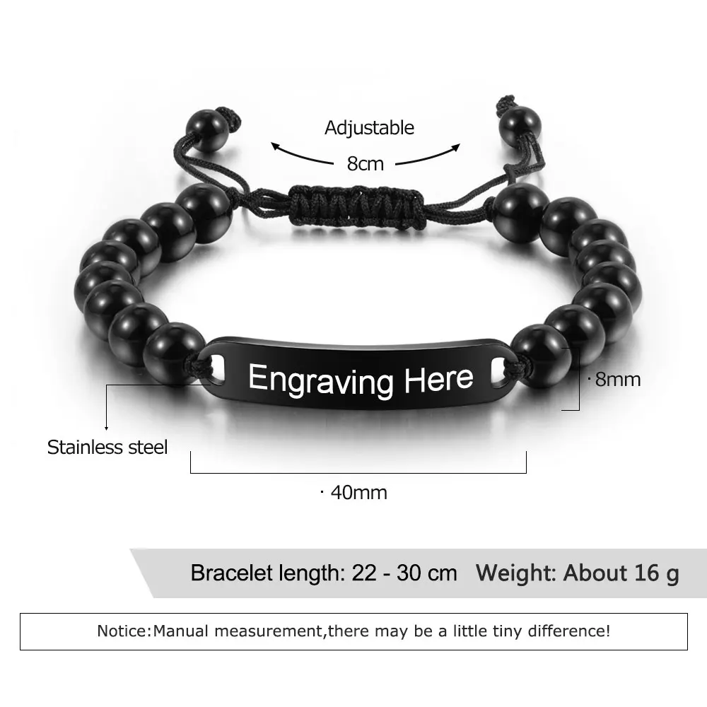 Браслет из нержавеющей стали с гравировкой регулируемый браслет для мужчин
