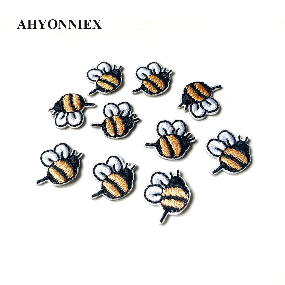 10pcs/lot Mini Yellow Bee Patch Embroidery Sticker Iron on Patches for Clothing Applique DIY Accessories |
