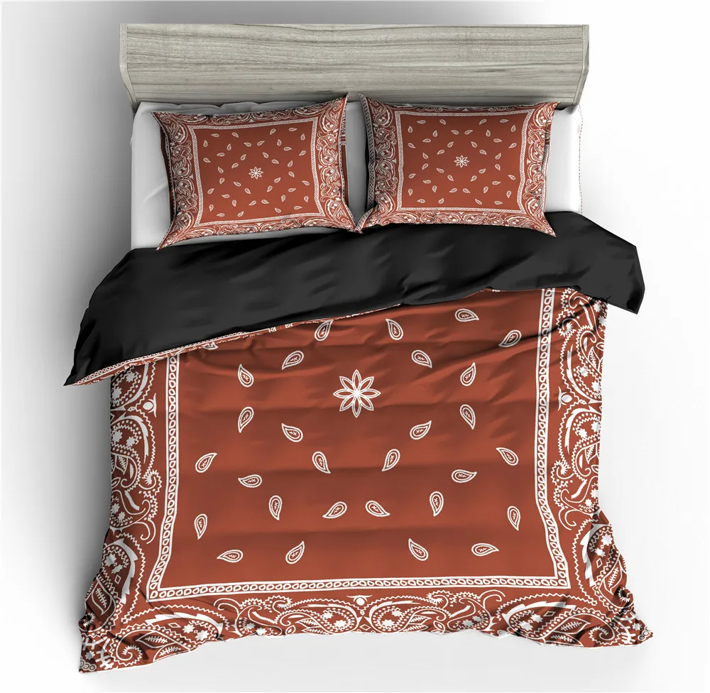 

Flower Pattern Printed Bed Set With Pillowcases Quilt Duvet Cover Set Queen King Size 2/3PCS Suit For Home Bedding
